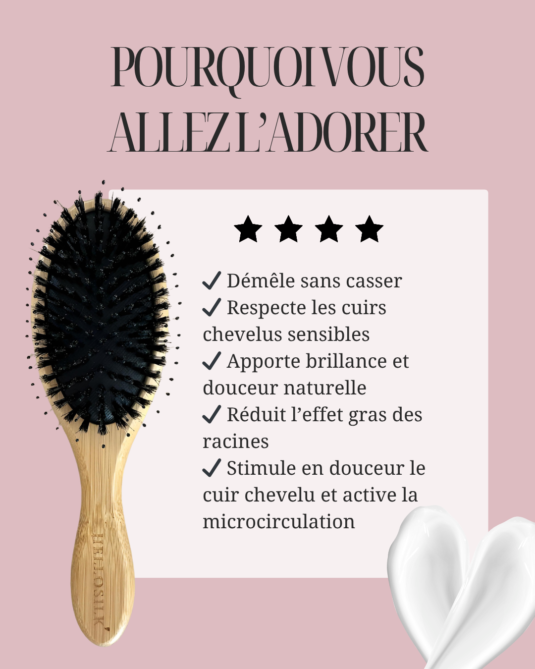 La Brosse Soin Naturel – Brillance & Démêlage Sans Casse