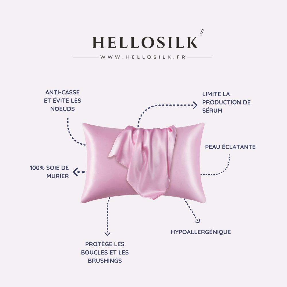 Taie d'oreiller en soie Santé des cheveux et de la peau.